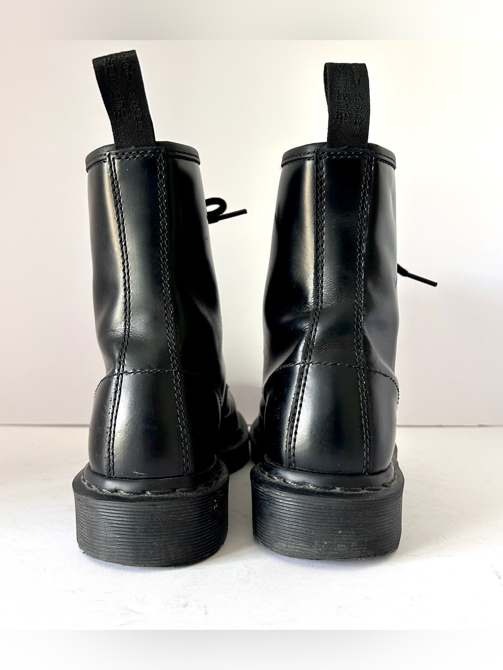 Dr Doc Martens Boots 1460 Mono Black Smooth Leather Combat (Men 5) Womens Size 6 - Picture 4 of 10